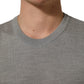 Gray Silk Crew Neck Short Sleeves T-shirt