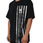 Blue Striped Print Cotton Crew Neck  T-shirt