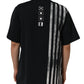 Blue Striped Print Cotton Crew Neck  T-shirt