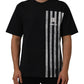 Blue Striped Print Cotton Crew Neck T-shirt