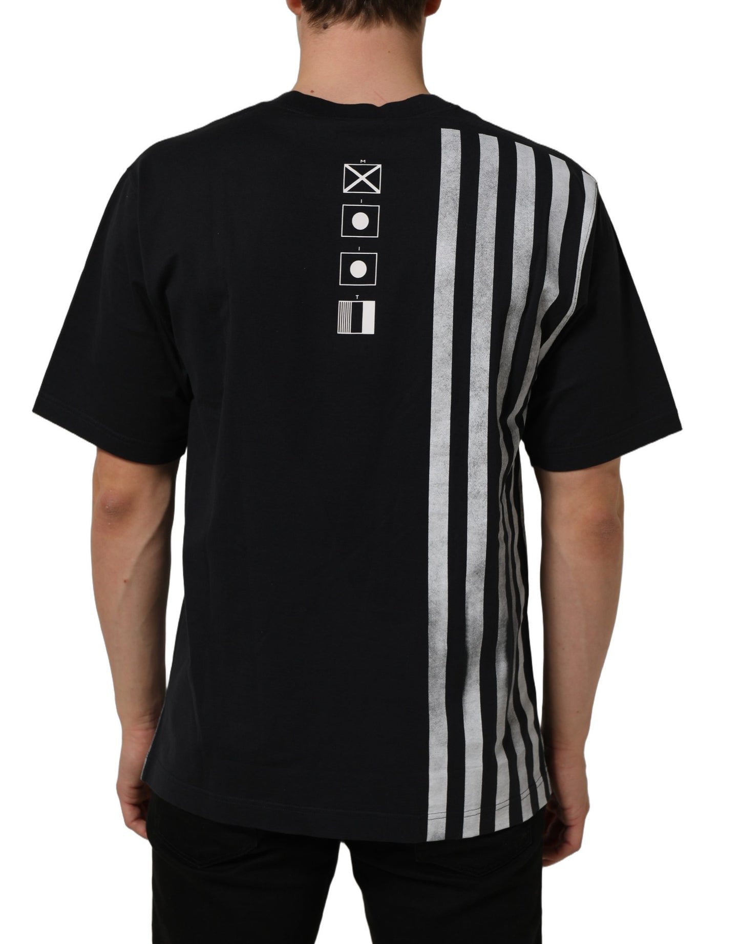 Blue Striped Print Cotton Crew Neck T-shirt