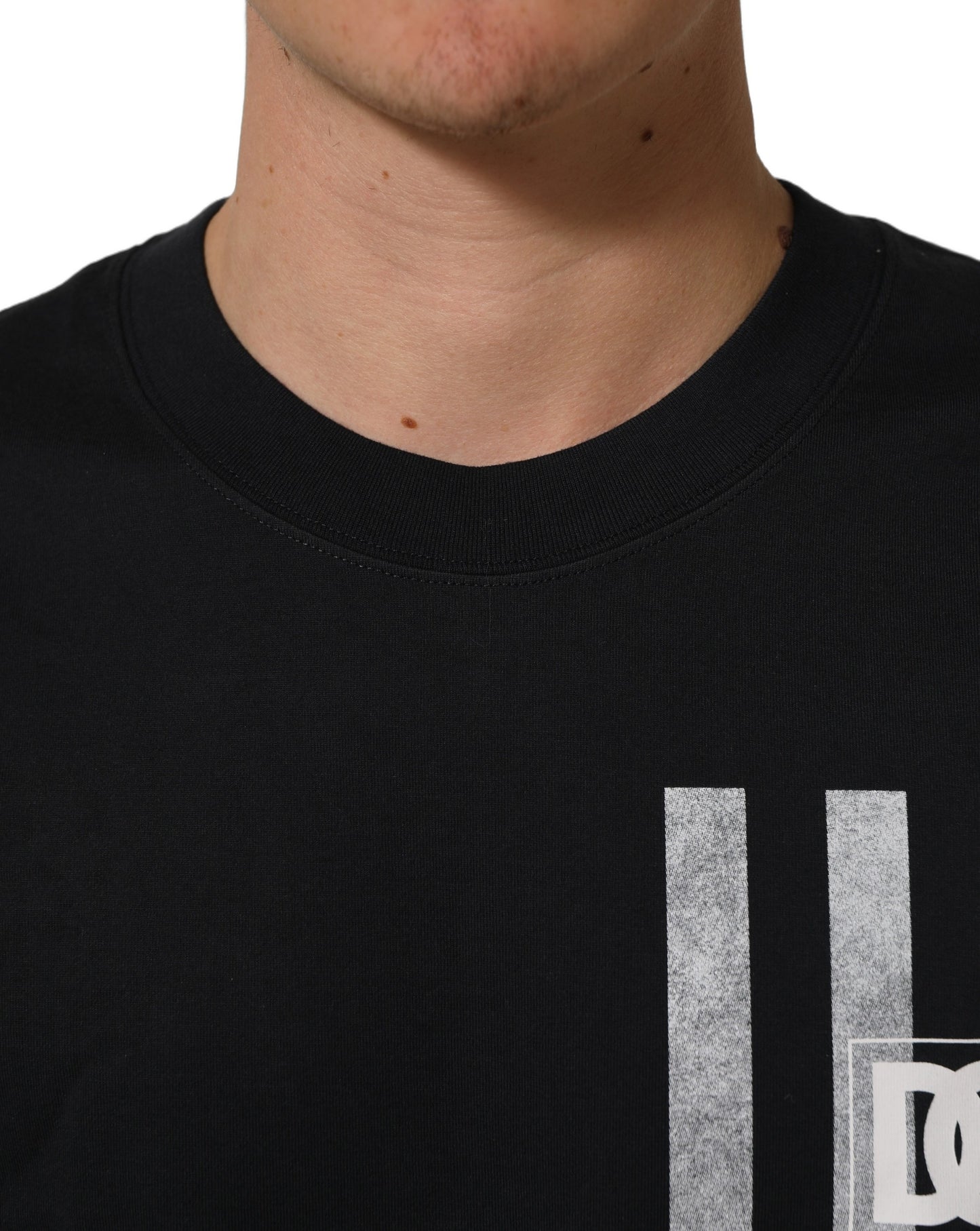 Blue Striped Print Cotton Crew Neck T-shirt