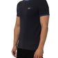 Dark Blue Cotton Stretch Round Neck T-shirt