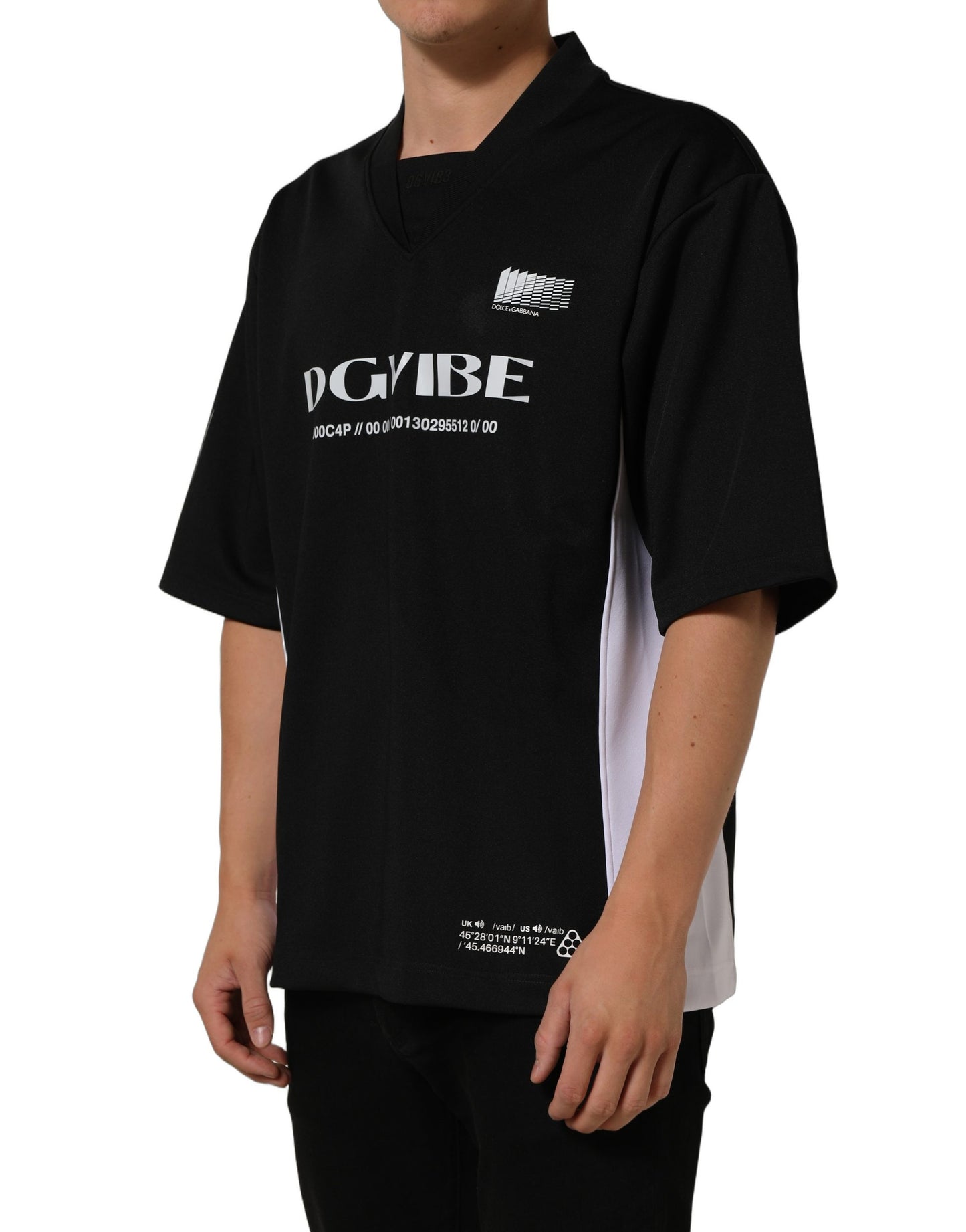 Black Polyester DGVIB3 Oversized Jersey T-shirt