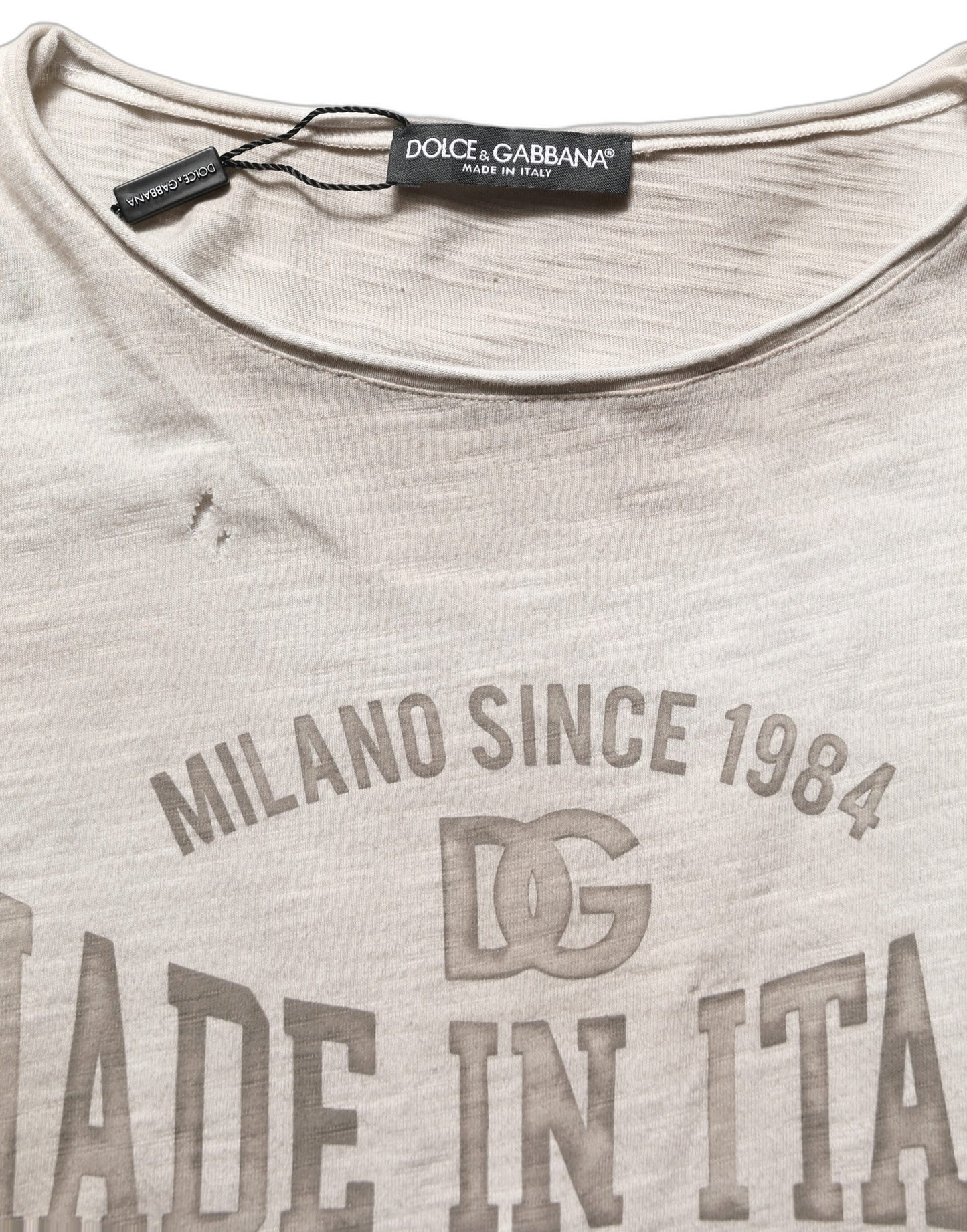 Light Gray Graphic Print Distressed T-shirt