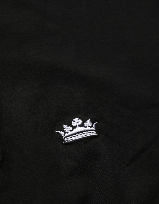 Black Crown Short Sleeved Henley Men T-shirt