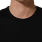 Black Cotton Crew Neck Short Sleeve T-shirt