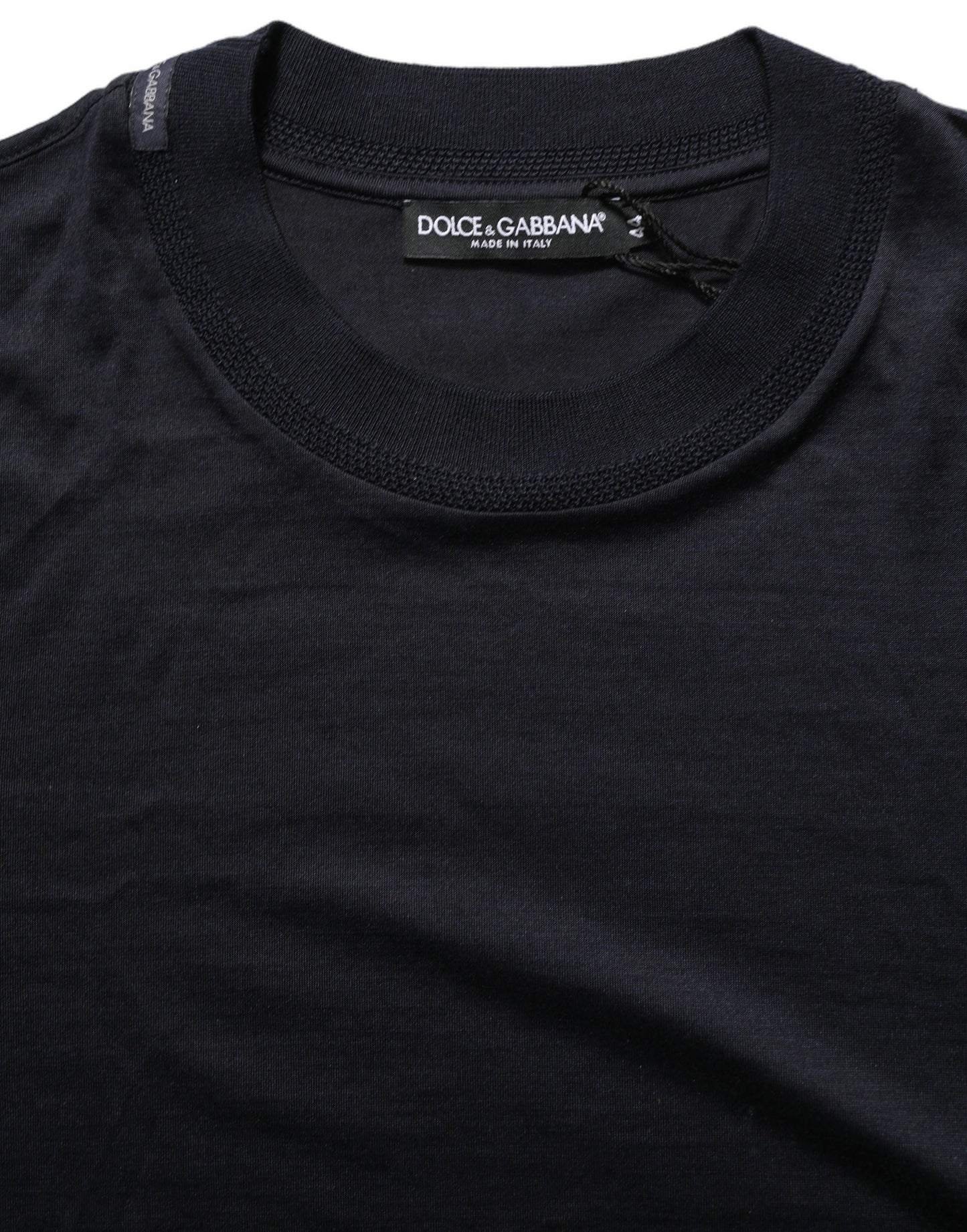 Blue Cotton Crew Neck Short Sleeve T-shirt