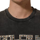Gray Cotton Logo Stud Embellished T-shirt
