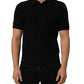 Black Silk Short Sleeve Knit Polo T-shirt