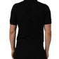 Black Silk Short Sleeve Knit Polo T-shirt