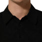 Black Silk Short Sleeve Knit Polo T-shirt