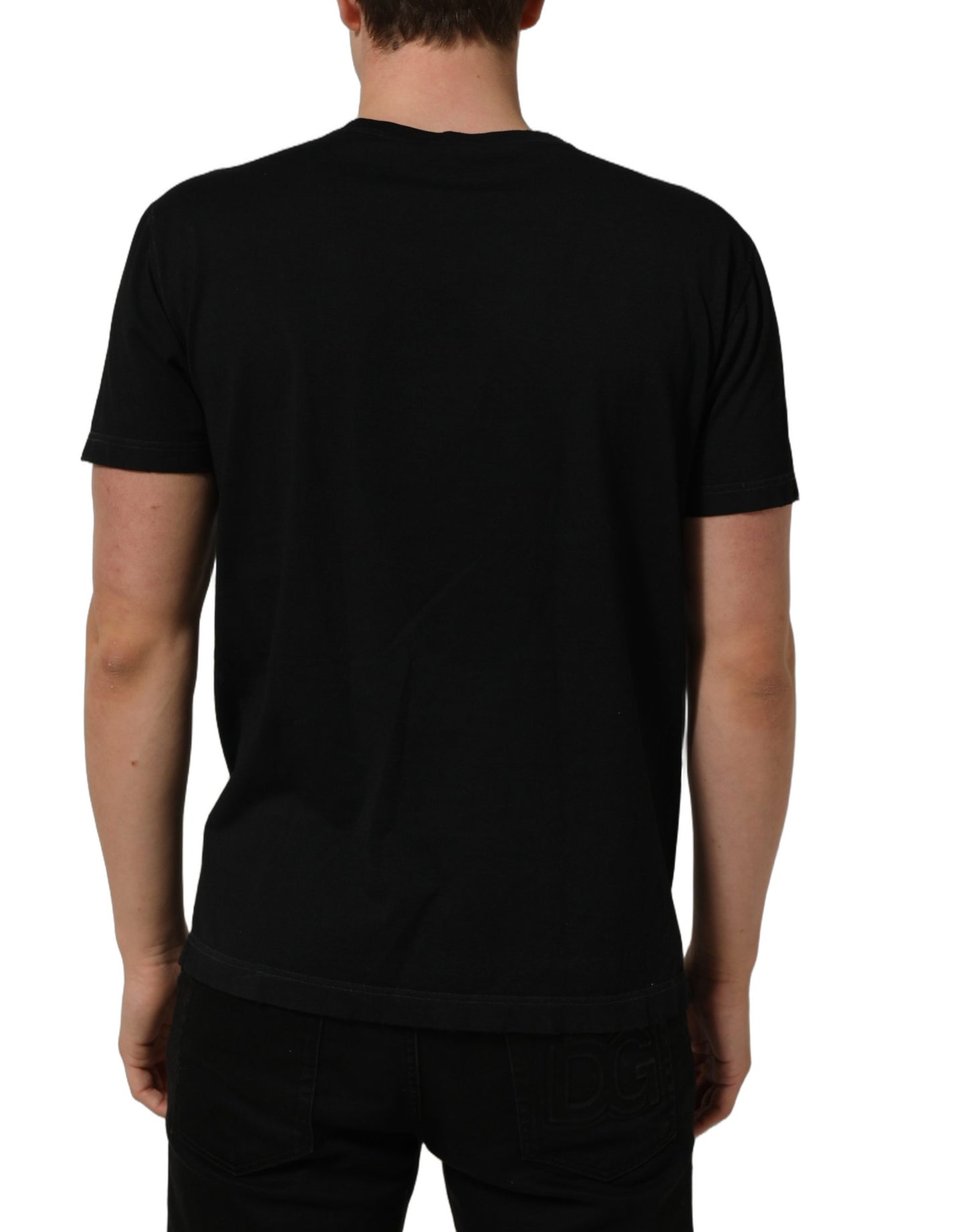 Black Cotton Short Sleeve Crew Neck T-shirt
