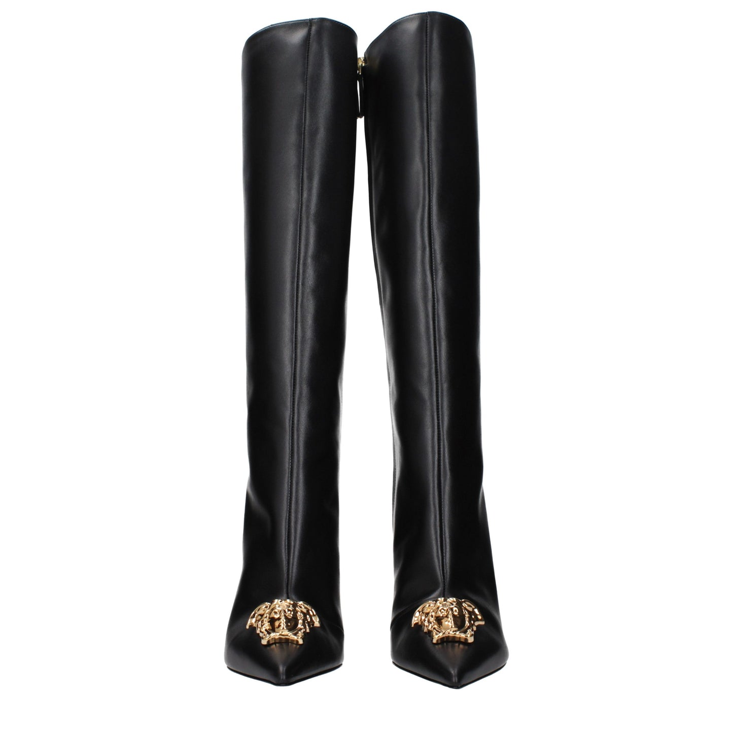 Black Leather High Heel Boots