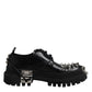Black Studded Leather Hi-Trekking Derby Men Shoes