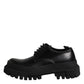 Black Leather Hi-Trekking Derby Shoes