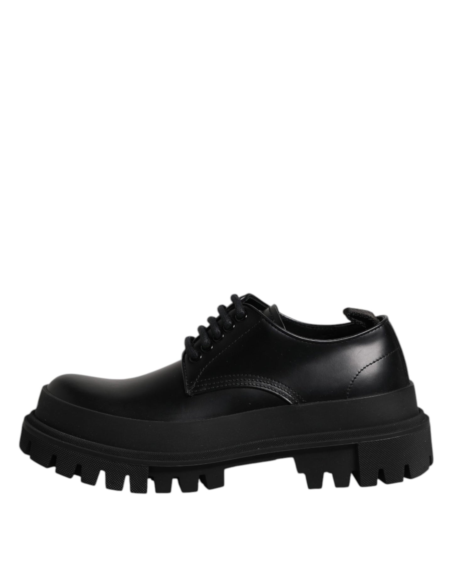 Black Leather Hi-Trekking Derby Shoes
