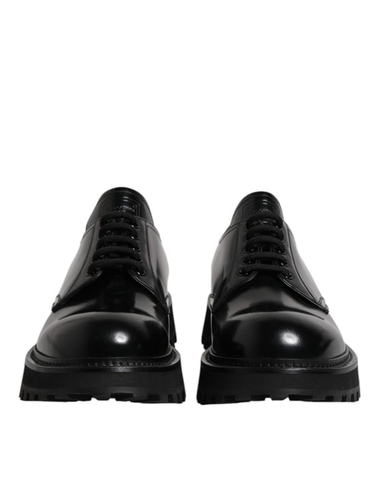 Black Calf Leather Hi-Trekking Derby Shoes