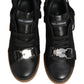 Black Felt Leather Low Top Sneaker Shoes