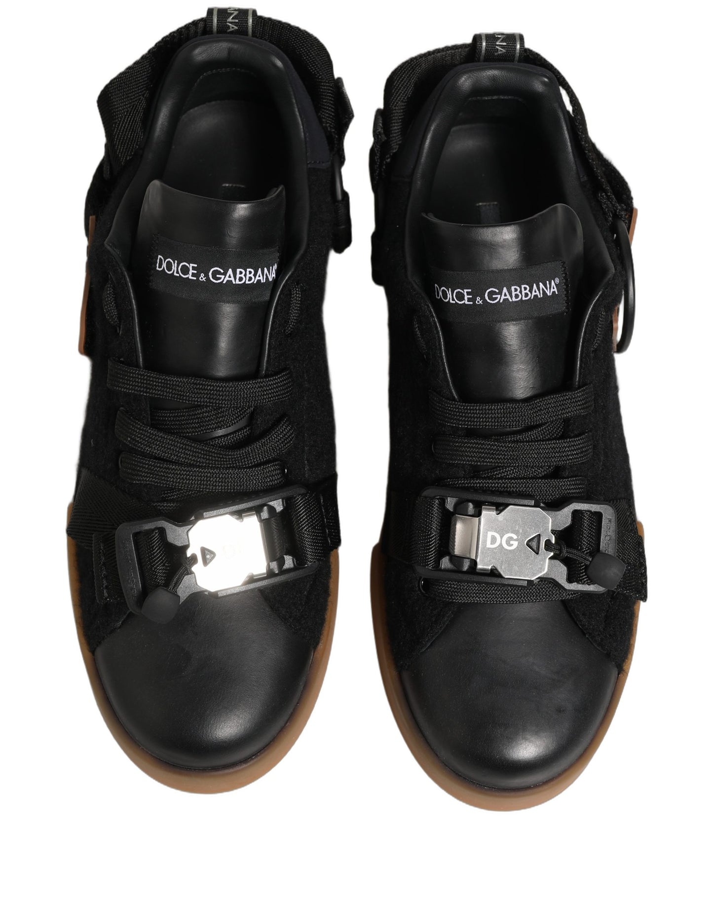 Black Felt Leather Low Top Sneaker Shoes
