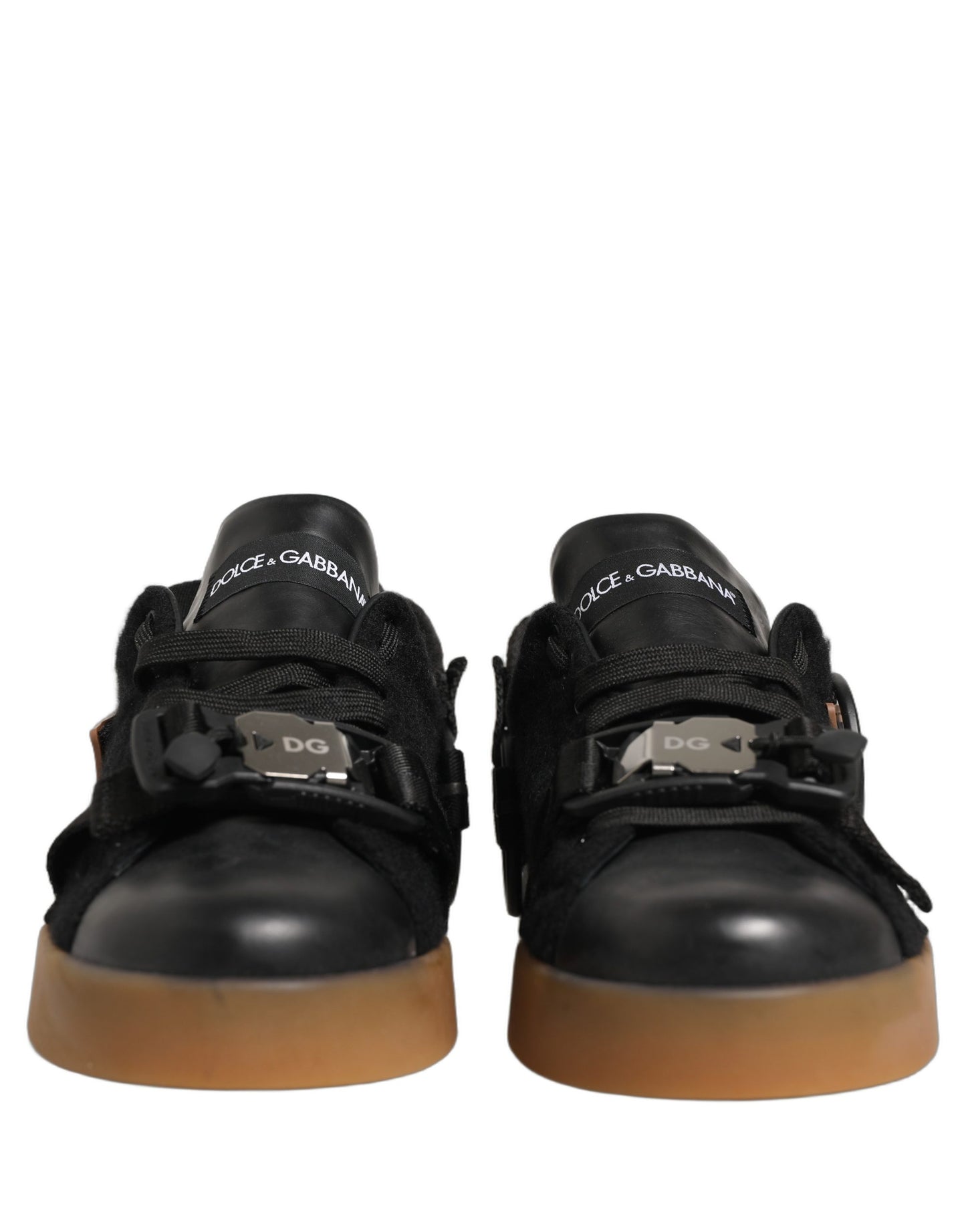 Black Felt Leather Low Top Sneaker Shoes