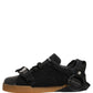 Black Felt Leather Low Top Sneaker Shoes