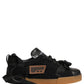 Black Felt Leather Low Top Sneaker Shoes