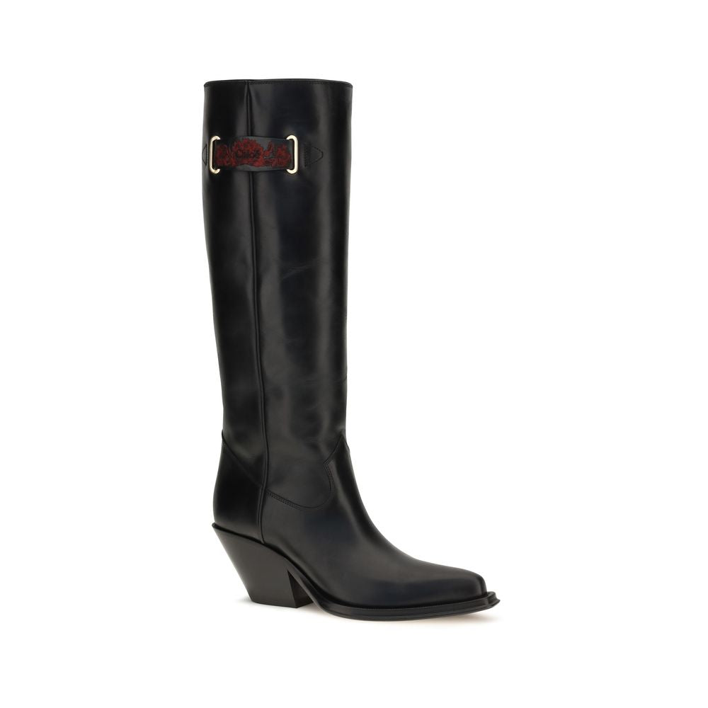 Black Calf Leather Bos Taurus Over The Knee