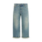 Blue Cotton Boyfriend Jeans