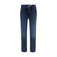Blue Cotton Tapered Jeans