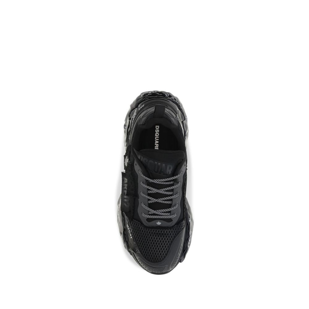 Black Polyester Athletic Sneakers