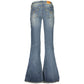Blue Cotton Flared Jeans