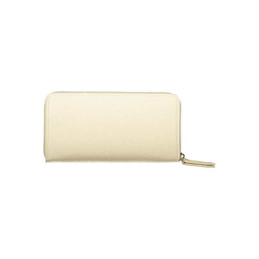 Beige Polyurethane Women's Wallet with Coin Purse and Card Spaces