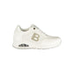 White Polyester Athletic Sneakers