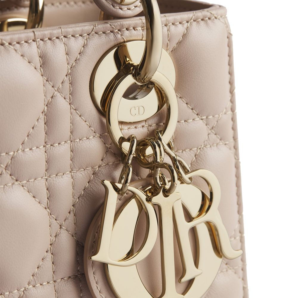 Beige Lamb Leather Shoulder Bag