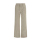 Beige Cotton Flared Pants