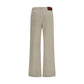 Beige Cotton Flared Pants