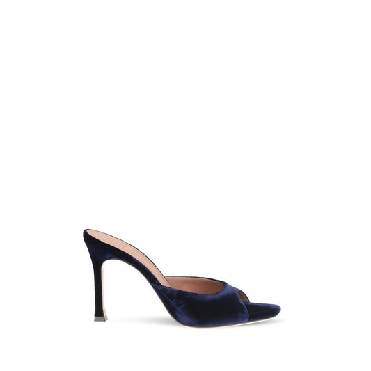 Blue Velvet Stiletto Heel Sandals
