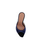 Blue Velvet Stiletto Heel Sandals