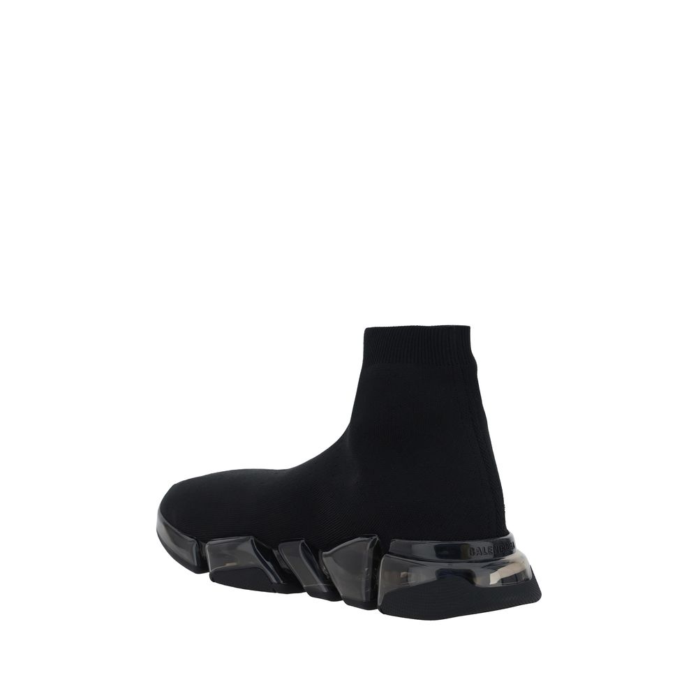 Black Polyester Athletic Sneakers