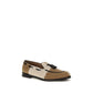 Beige Fabric Slip-On Loafers