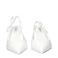 White Leather High Heel Pumps