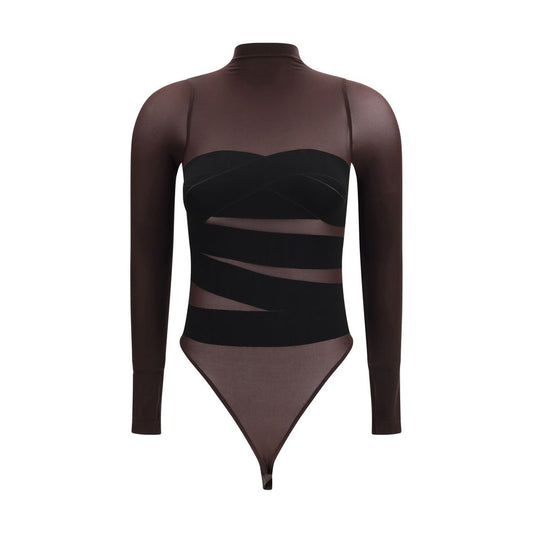 Brown Polyamide Bodysuit