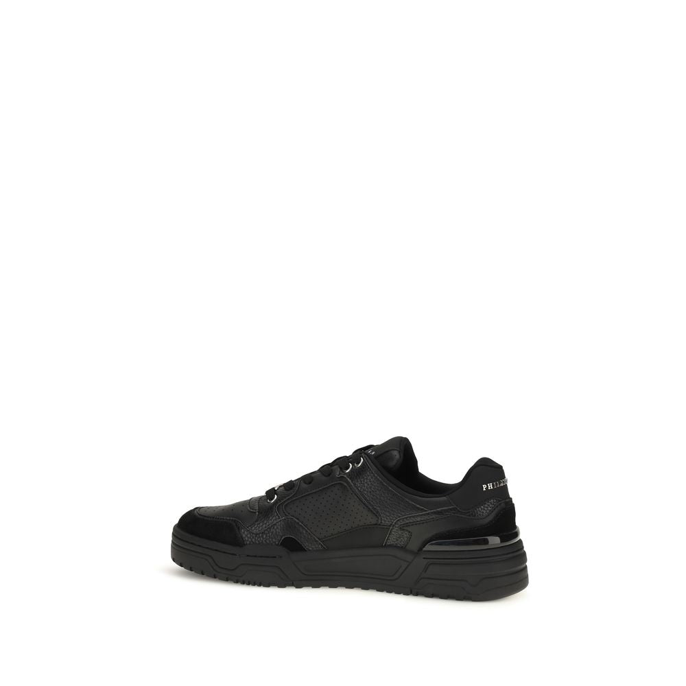 Black Polyester Low Top Sneakers