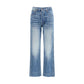Blue Cotton Bootcut Jeans