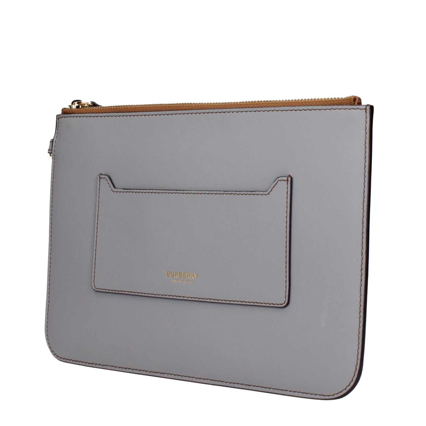 Gray Leather Clutch Bag