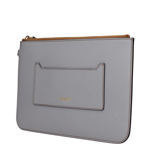 Gray Leather Clutch Bag