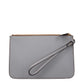 Gray Leather Clutch Bag