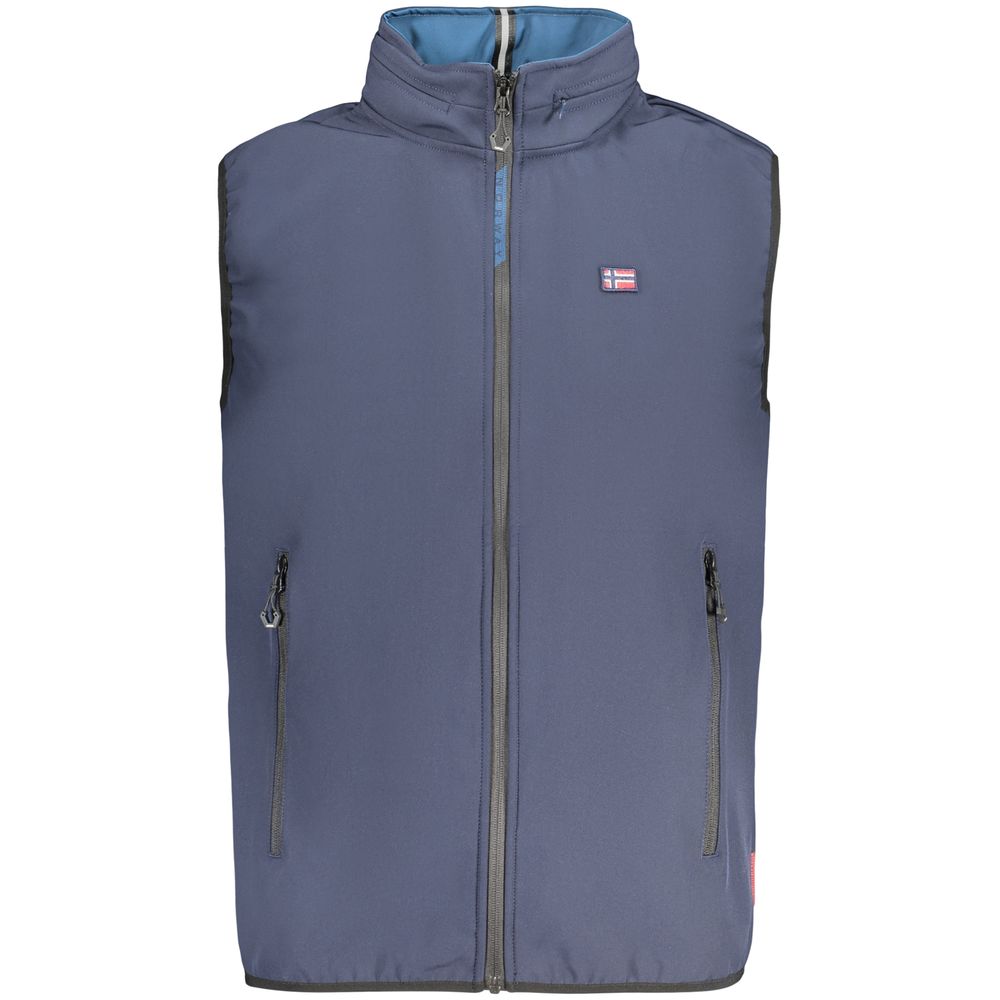 Blue Polyester Men's Vest