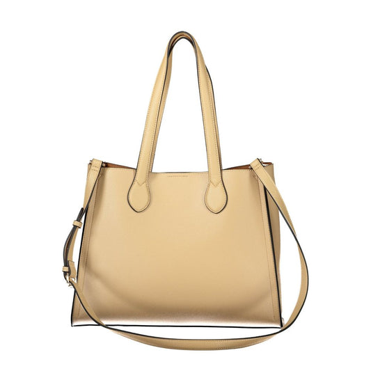 Beige Polyurethane Women Bag
